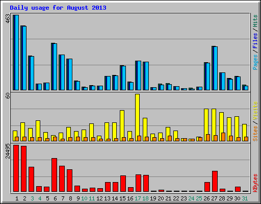 Daily usage for August 2013