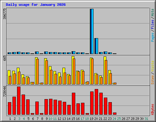 Daily usage for January 2026