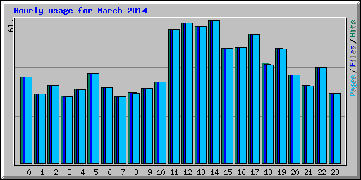 Hourly usage for March 2014